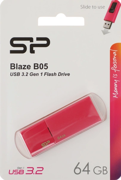 Флеш Диск Silicon Power 64Gb Blaze B05 SP064GBUF3B05V1H USB3.0 розовый