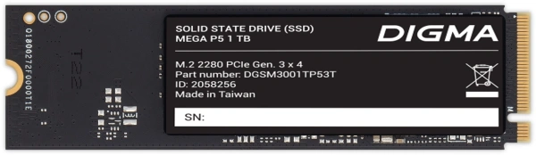 Накопитель SSD Digma PCIe 3.0 x4 1TB DGSM3001TP53T Mega P5 M.2 2280