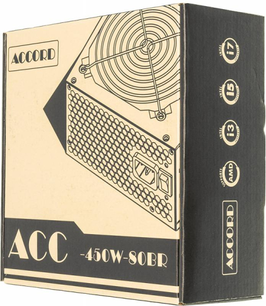 Блок питания Accord ATX 450W ACC-450W-80BR 80+ bronze (24+4+4pin) 120mm fan 6xSATA RTL